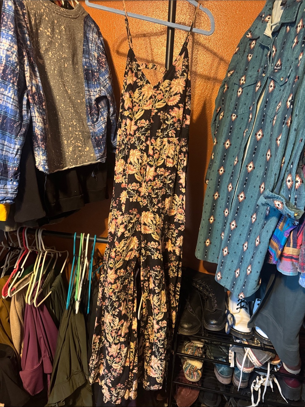 Free People Black Floral Spaghetti Strap jumper